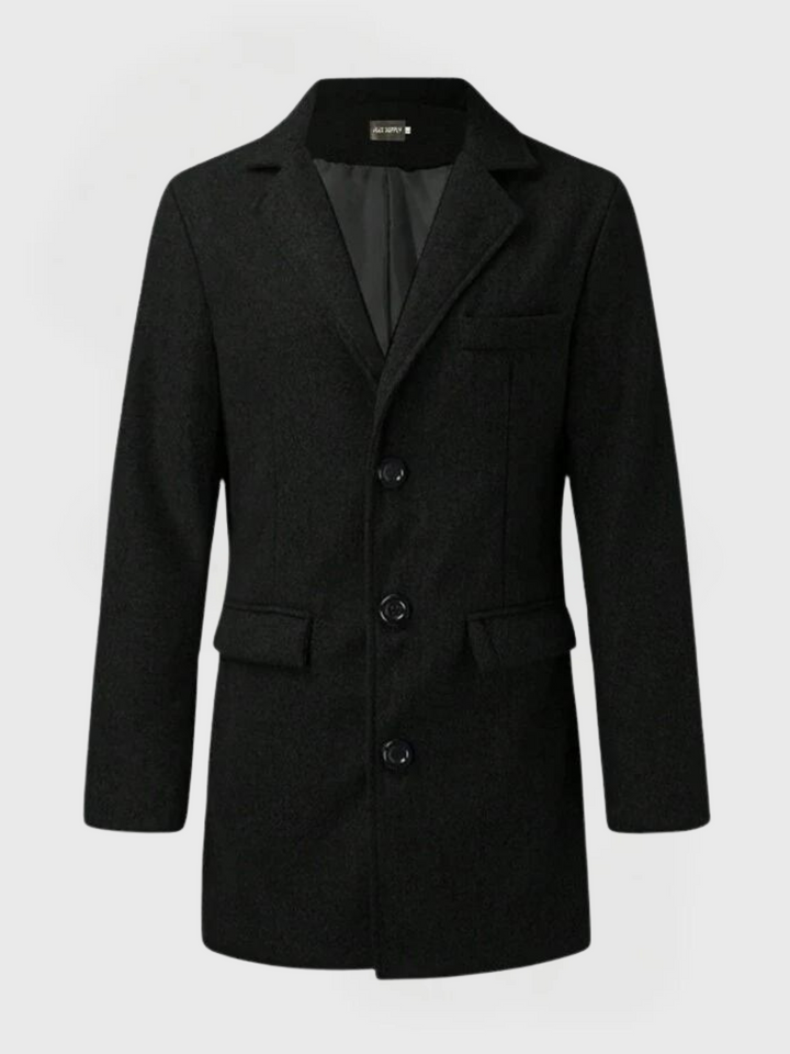 Herrenmantel Lang Schwarz – Warmer Formeller Mantel für Eleganz und Komfort 2