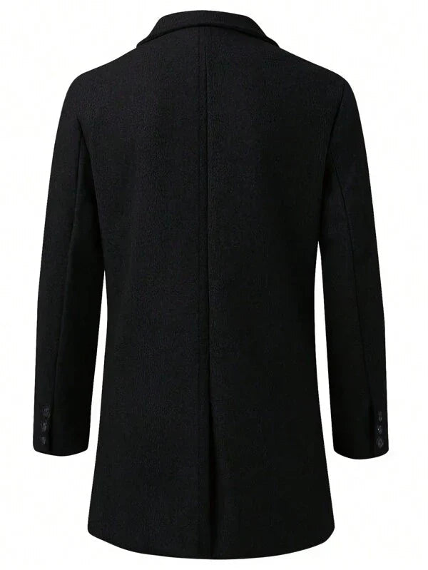 Herrenmantel Lang Schwarz – Warmer Formeller Mantel für Eleganz und Komfort 3