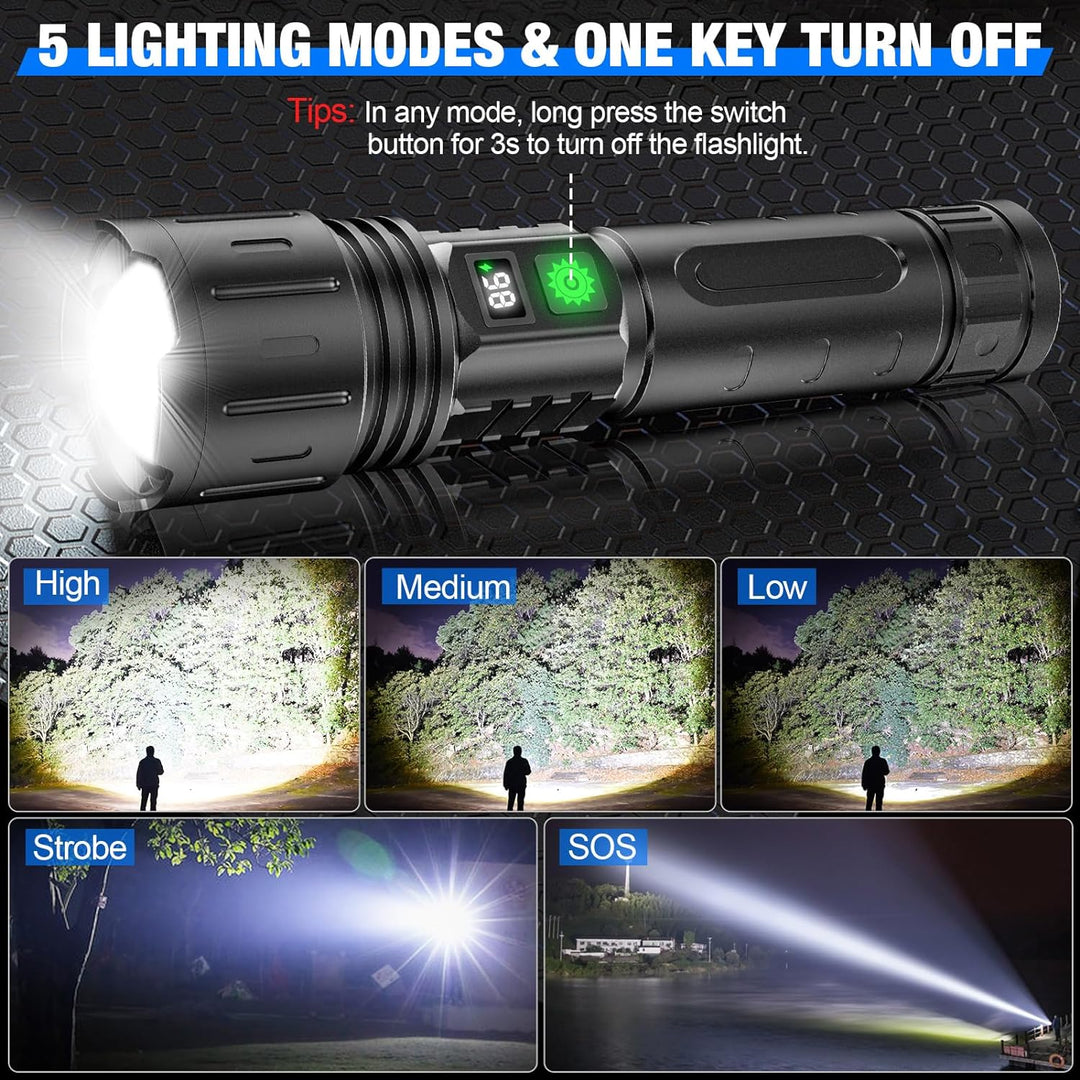 Hochleistungs-LED Taschenlampe 100.000 Lumen, Powerbank-Funktion, wasserdicht 2