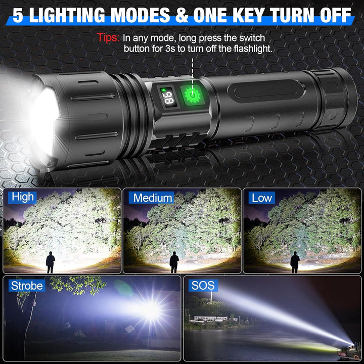 Hochleistungs-LED Taschenlampe 100.000 Lumen, Powerbank-Funktion, wasserdicht 2