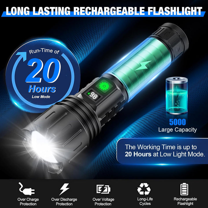 Hochleistungs-LED Taschenlampe 100.000 Lumen, Powerbank-Funktion, wasserdicht 4