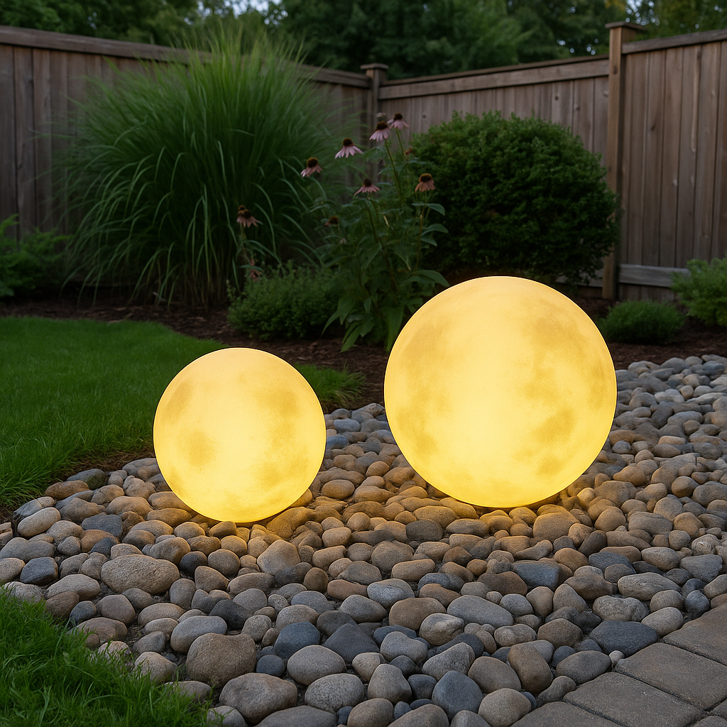 Hochwertige Solar Gartenleuchte Mondform – Umweltfreundliche LED-Gartenlampe für Außenbereiche 0