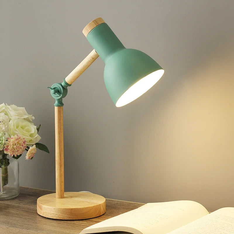 Holz Tischlampe Mit Verstellbarem Arm – Nordic Stil Für Nachttisch & Schreibtisch 0
