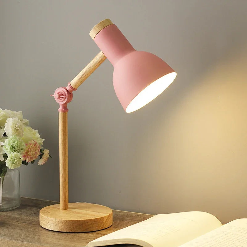 Holz Tischlampe Mit Verstellbarem Arm – Nordic Stil Für Nachttisch & Schreibtisch 1