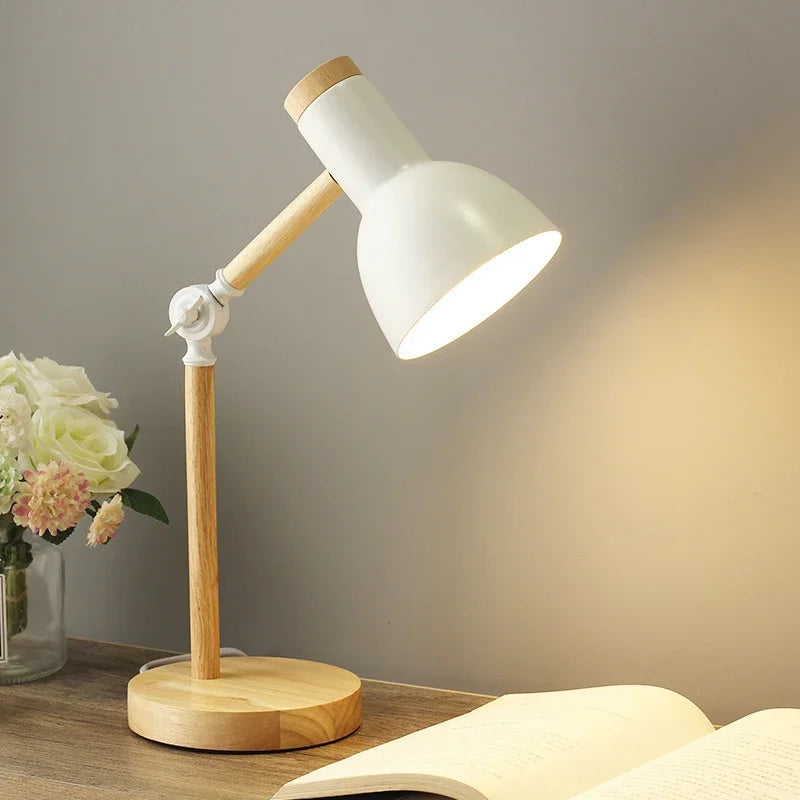 Holz Tischlampe Mit Verstellbarem Arm – Nordic Stil Für Nachttisch & Schreibtisch 2