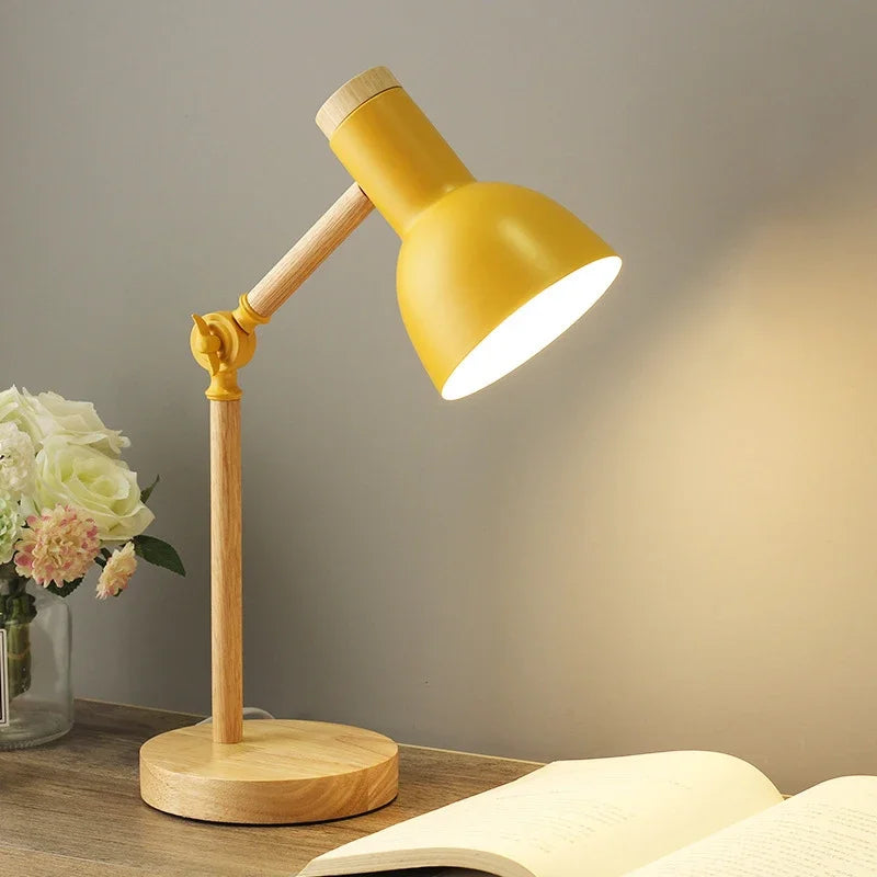 Holz Tischlampe Mit Verstellbarem Arm – Nordic Stil Für Nachttisch & Schreibtisch 3