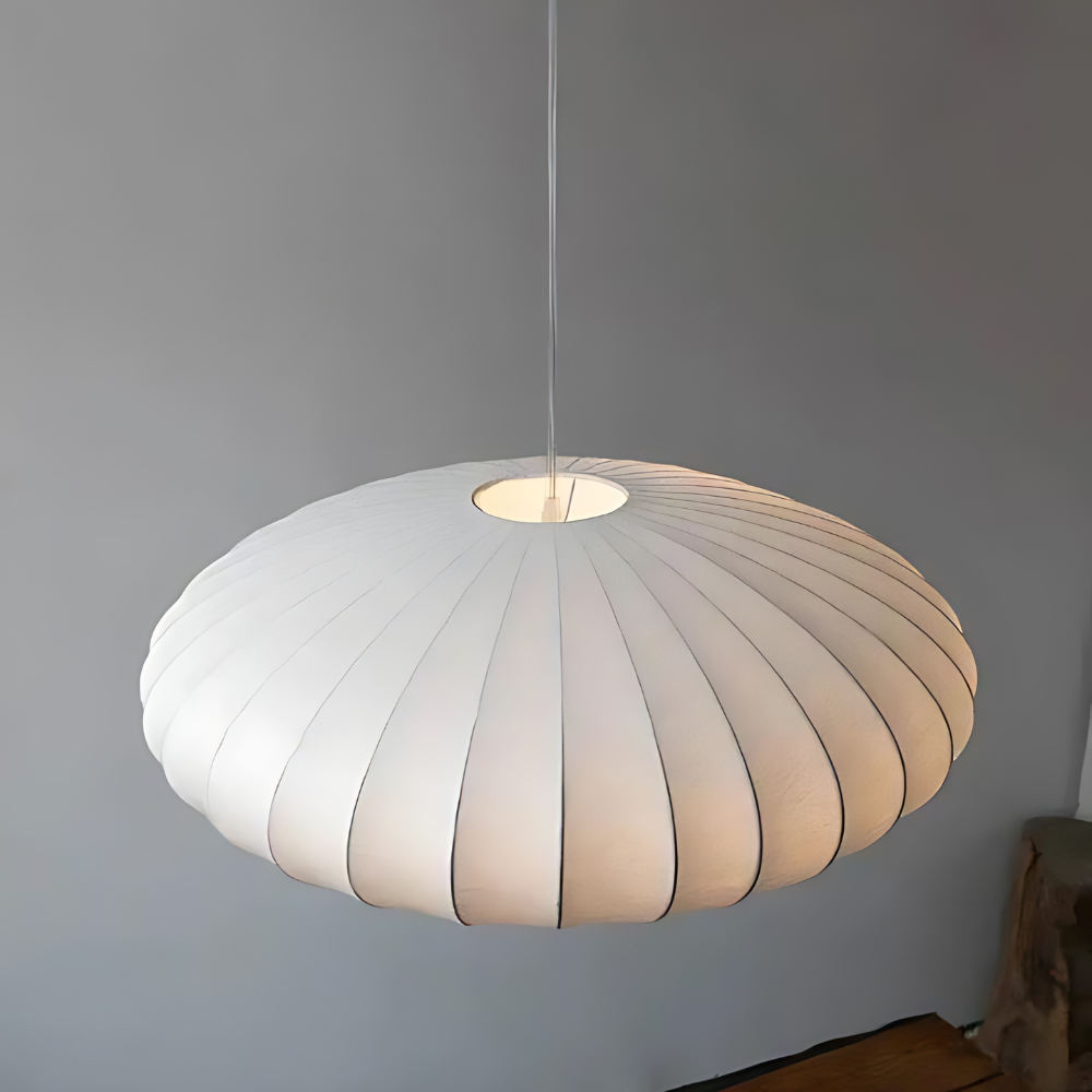 Japandi Pendelleuchte – Elegante Hängelampe aus Kunstseide für Esszimmer und Wohnzimmer 2