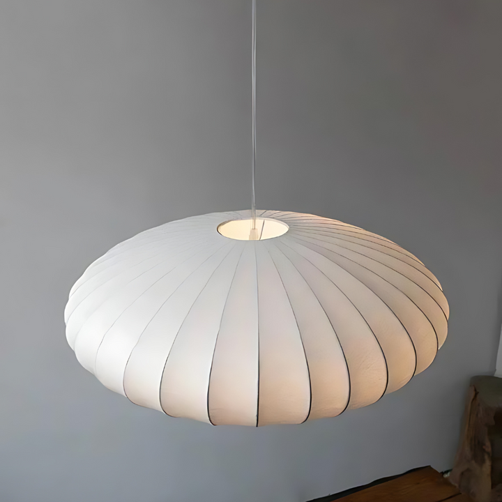 Japandi Pendelleuchte – Elegante Hängelampe aus Kunstseide für Esszimmer und Wohnzimmer 2