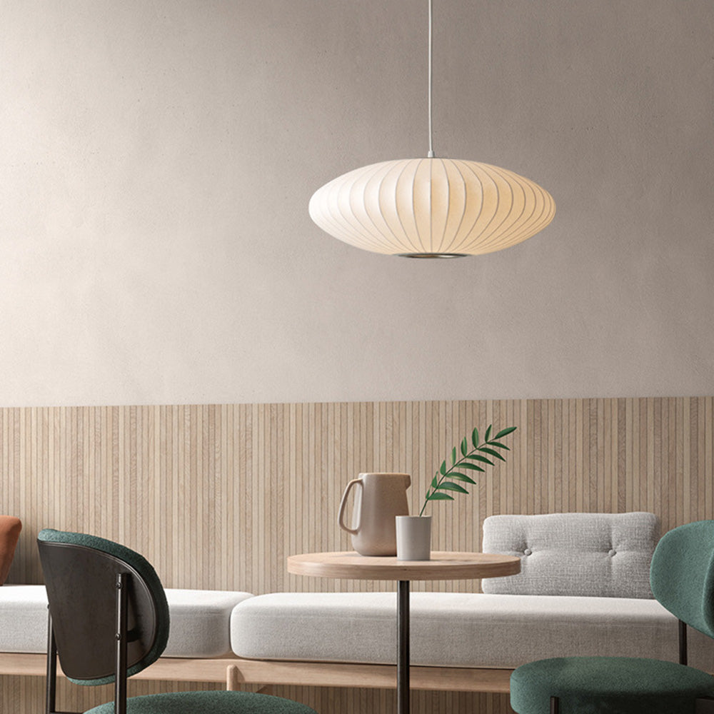 Japandi Pendelleuchte – Elegante Hängelampe aus Kunstseide für Esszimmer und Wohnzimmer 6
