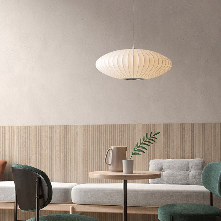 Japandi Pendelleuchte – Elegante Hängelampe aus Kunstseide für Esszimmer und Wohnzimmer 6