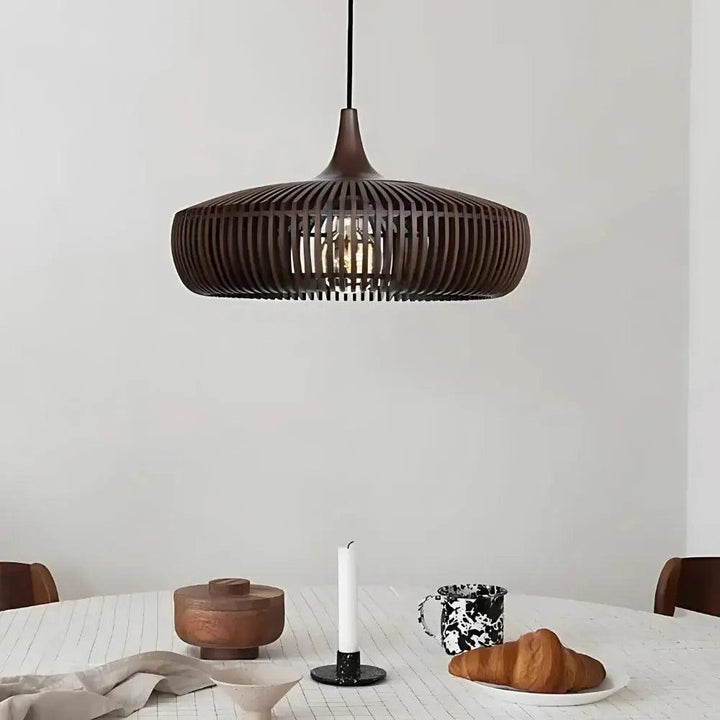 Japandi Pendelleuchte aus Massivholz – Handgefertigte Hängeleuchte für Esszimmer und Wohnzimmer, Warmes Licht, Minimalistisches Design 5