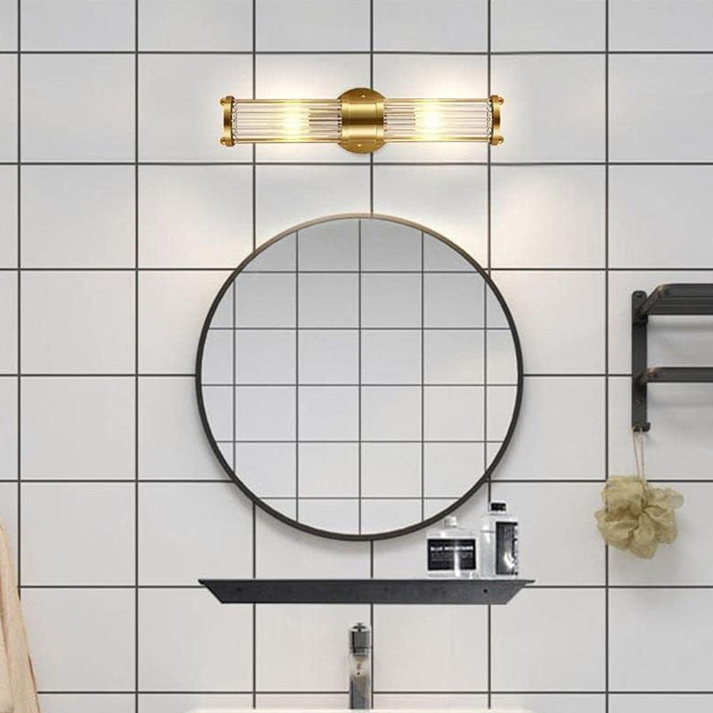 Klassische Wandleuchte in Gold für Badezimmer – Elegante LED Wandlampe mit Hochwertigem Eisen und Glas 2