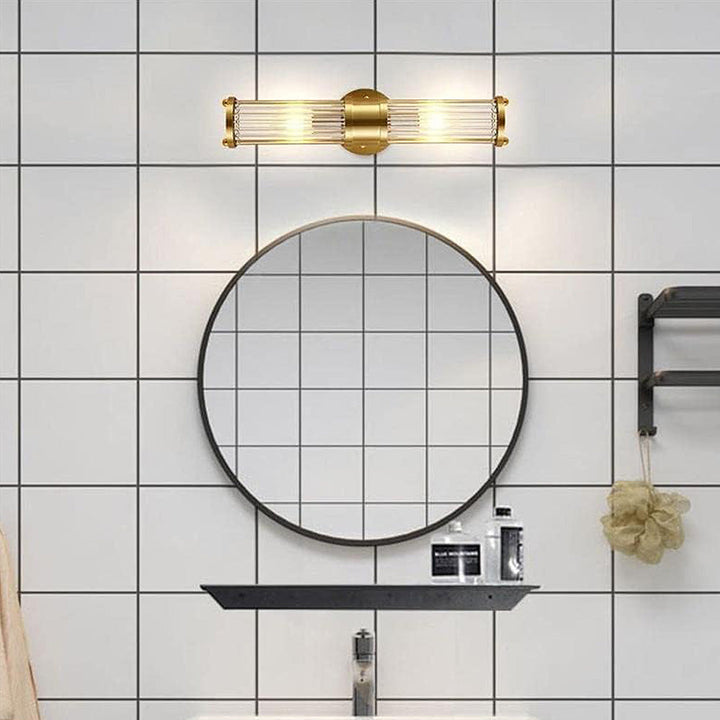 Klassische Wandleuchte in Gold für Badezimmer – Elegante LED Wandlampe mit Hochwertigem Eisen und Glas 2