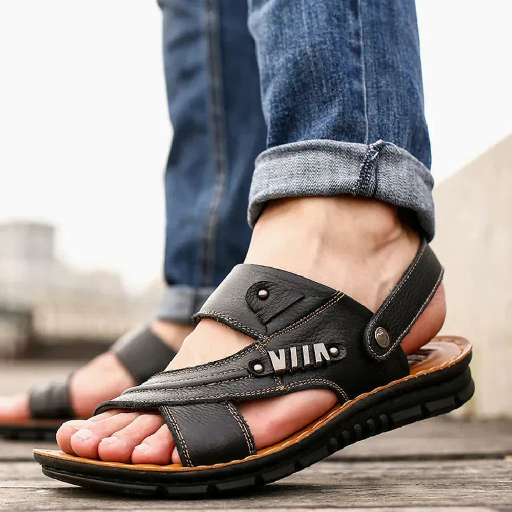 Koen Vintage Herren Sandalen aus Leder mit Ergonomischer Sohle, Atmungsaktiv und Stilvoll 0
