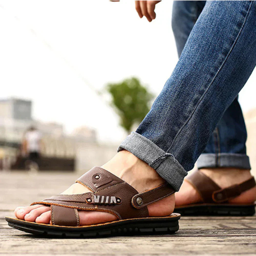 Koen Vintage Herren Sandalen aus Leder mit Ergonomischer Sohle, Atmungsaktiv und Stilvoll 1