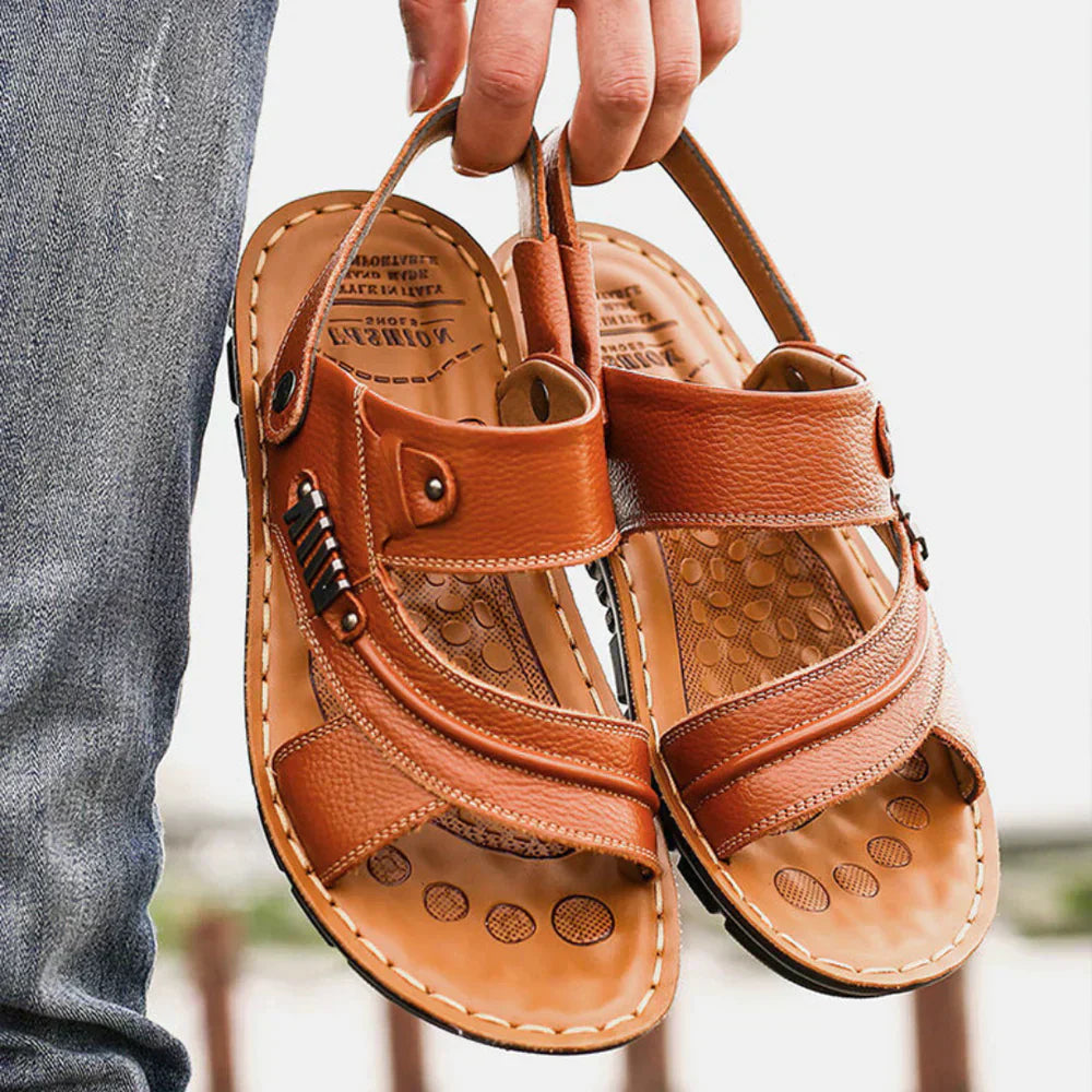 Koen Vintage Herren Sandalen aus Leder mit Ergonomischer Sohle, Atmungsaktiv und Stilvoll 2