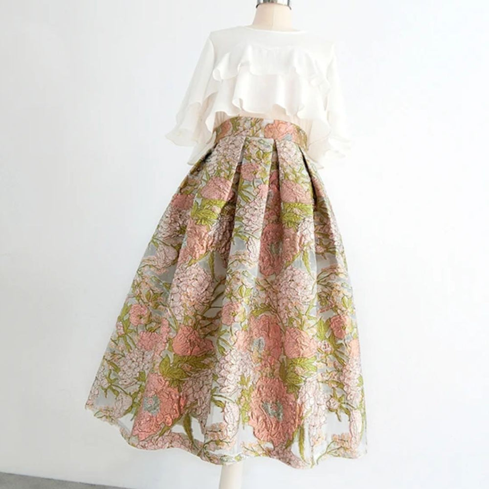 Kristina – Eleganter Trachtenrock Damen mit Floraler Stickerei & Hohem Bund 1