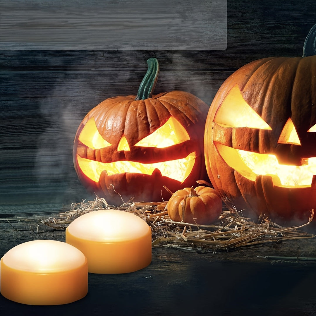 LED Teelichter für Halloween – Sichere, Batteriebetriebene Jack-O-Lantern Lichter 0