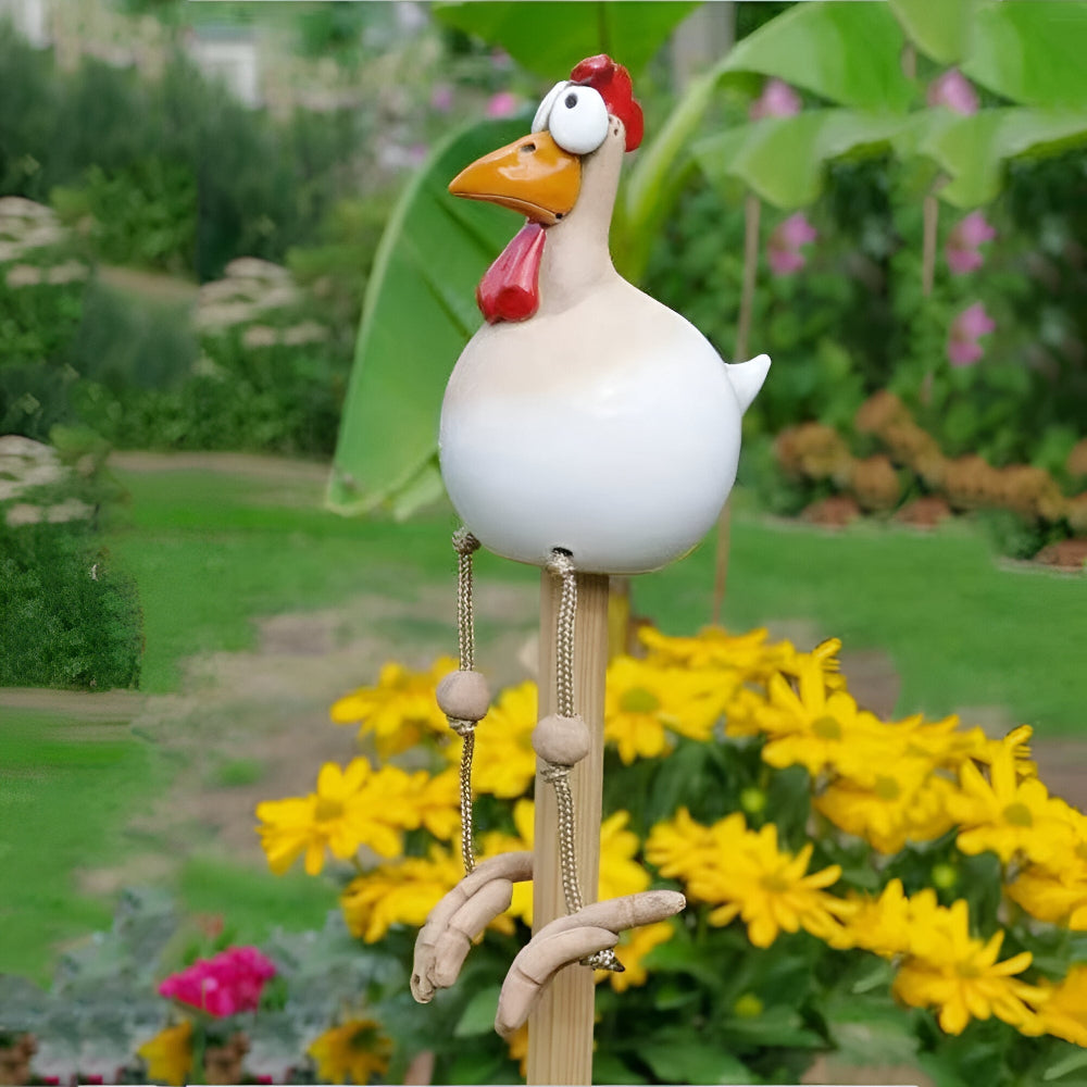 Lustige Hühnerstatue – Wetterfeste Gartendekoration aus Resin mit Großen Augen 5