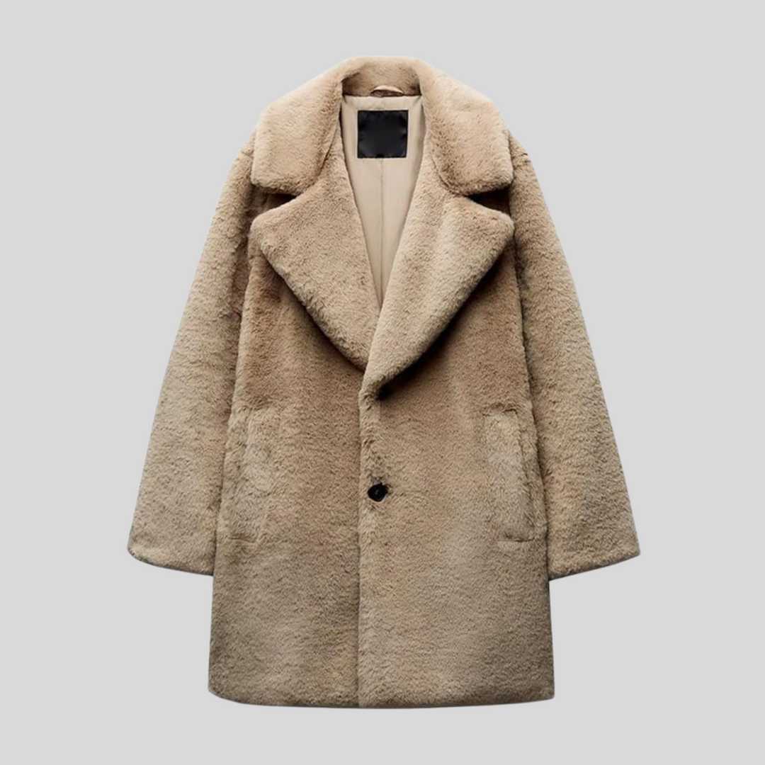 Maribelle – Langer Damen Teddy-Mantel für Herbst und Winter, Klassischer Schnitt, Kuscheliges Material 0