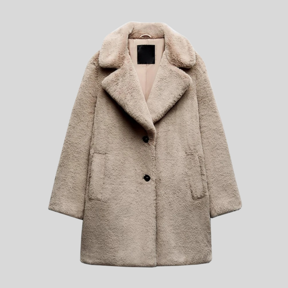 Maribelle – Langer Damen Teddy-Mantel für Herbst und Winter, Klassischer Schnitt, Kuscheliges Material 1