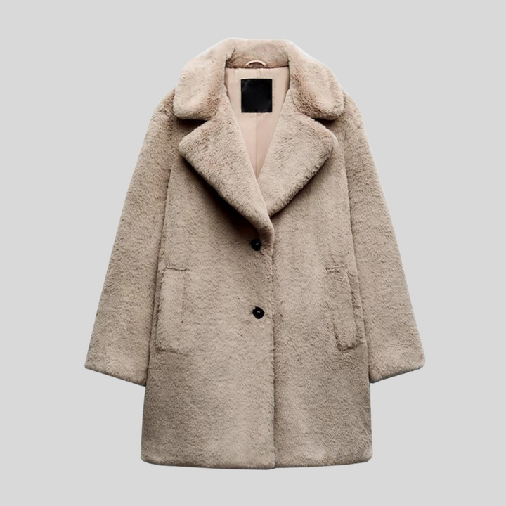 Maribelle – Langer Damen Teddy-Mantel für Herbst und Winter, Klassischer Schnitt, Kuscheliges Material 1