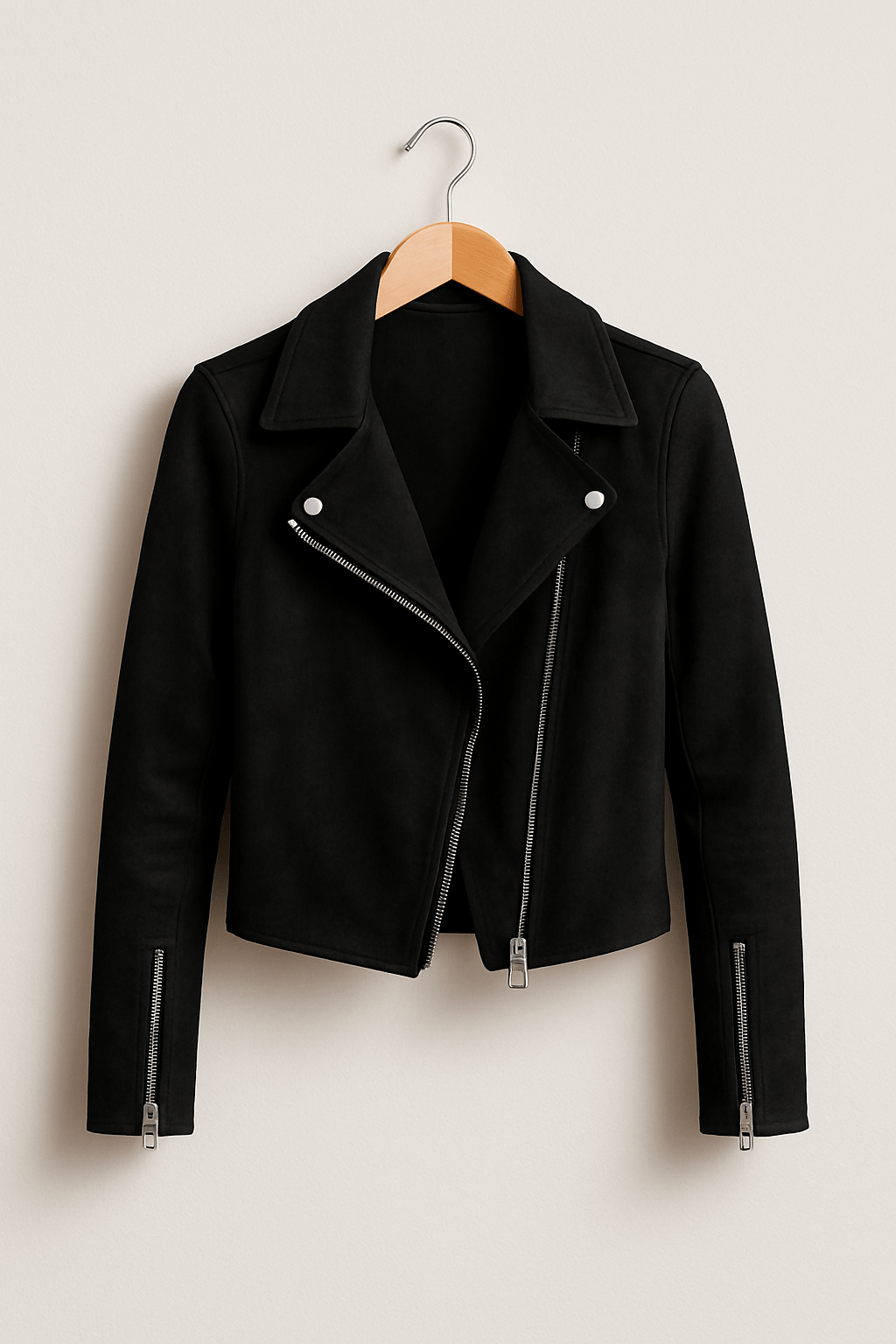 Mathilde Bikerjacke Damen – Klassische Lederjacke Schwarz im Wildleder-Look 5