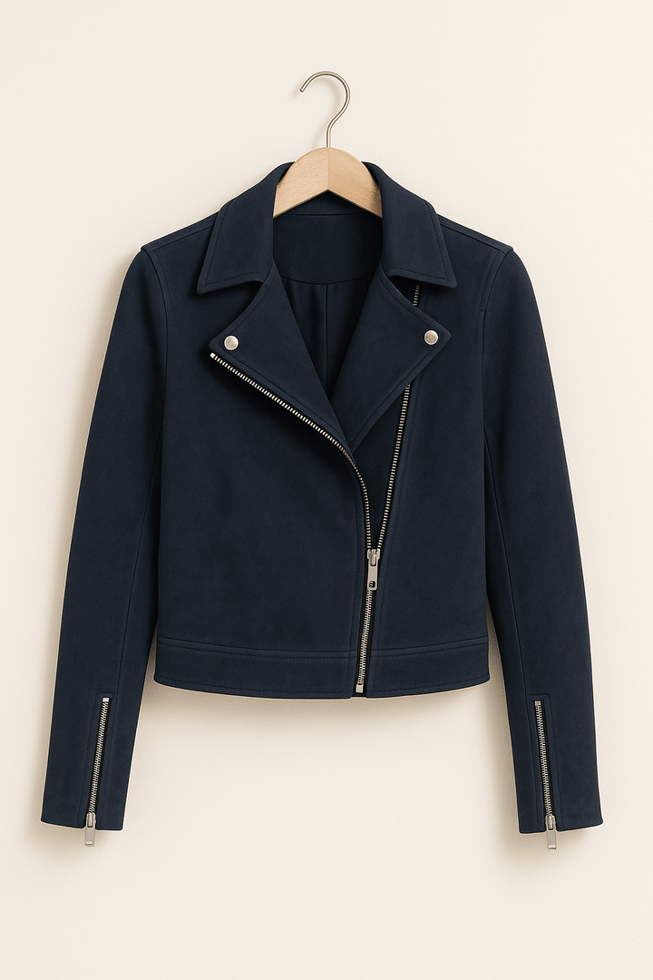 Mathilde Bikerjacke Damen – Klassische Lederjacke Schwarz im Wildleder-Look 7
