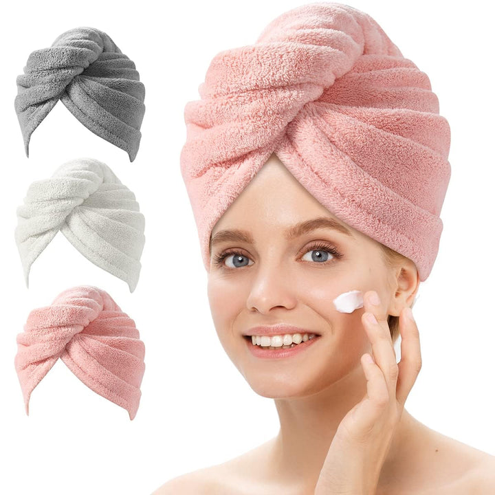 Mikrofaser Haarhandtuch – 3er Pack für schnelles Trocknen & Schutz von Locken 4
