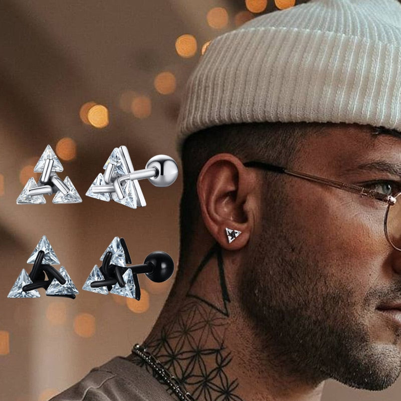 Minimalistische Dreiecksohrringe aus 925 Silber – Stilvolles Accessoire für Herren 0