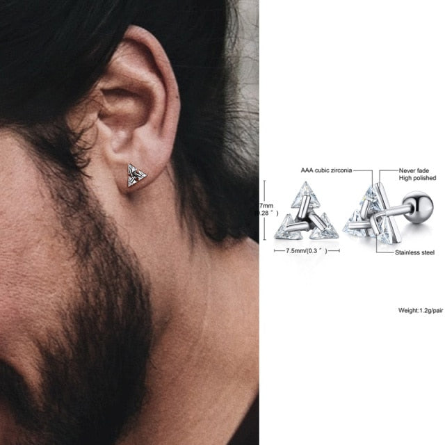 Minimalistische Dreiecksohrringe aus 925 Silber – Stilvolles Accessoire für Herren 1