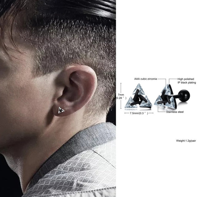 Minimalistische Dreiecksohrringe aus 925 Silber – Stilvolles Accessoire für Herren 3