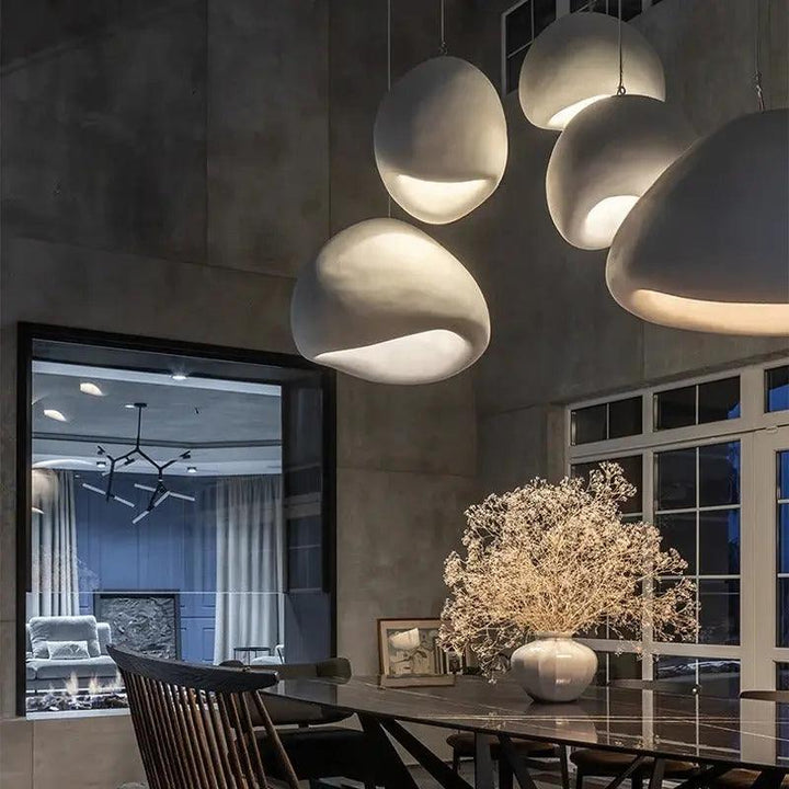 Moderne Wabi Hanglampe aus hochwertiger Hars – Minimalistisches Japandic Design für Esszimmer und Schlafzimmer 7
