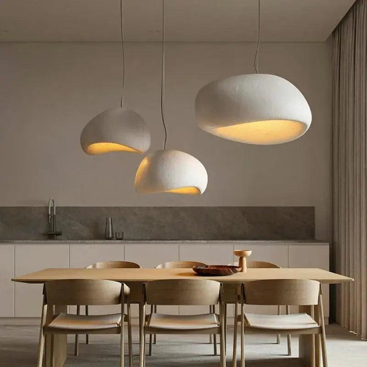 Moderne Wabi Hanglampe aus hochwertiger Hars – Minimalistisches Japandic Design für Esszimmer und Schlafzimmer 8