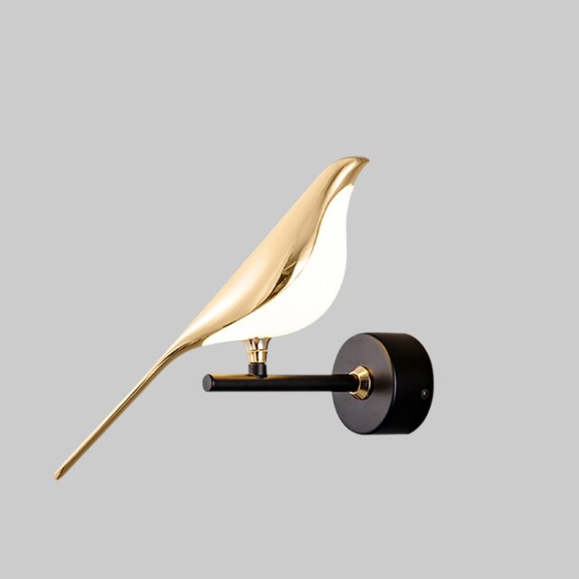 Moderne Wandlampe im Vogel-Design – Energiesparende LED Wandleuchte für Innenräume, Vielseitig Einsetzbar, Gold 0