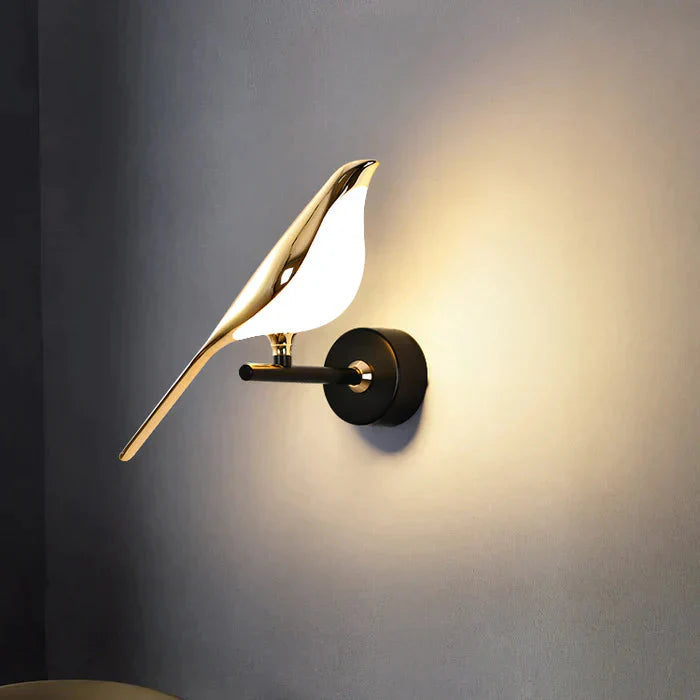 Moderne Wandlampe im Vogel-Design – Energiesparende LED Wandleuchte für Innenräume, Vielseitig Einsetzbar, Gold 1