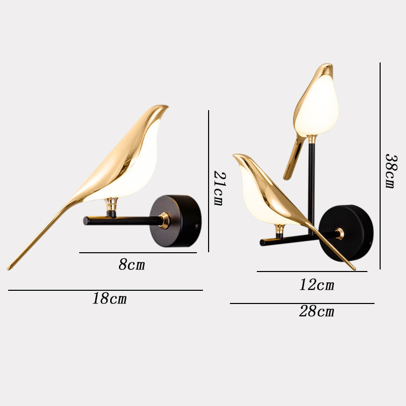 Moderne Wandlampe im Vogel-Design – Energiesparende LED Wandleuchte für Innenräume, Vielseitig Einsetzbar, Gold 7