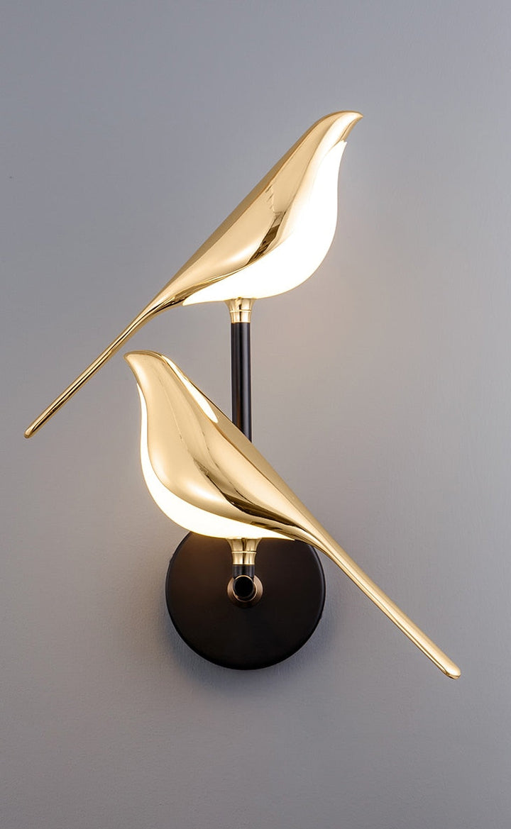 Moderne Wandlampe im Vogel-Design – Energiesparende LED Wandleuchte für Innenräume, Vielseitig Einsetzbar, Gold 8