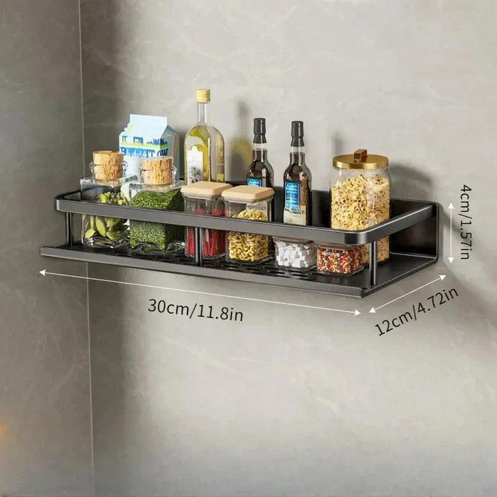 Modernes Küchenregal Wandmontage aus Aluminium – Schwarz, Platzsparend, Hängend, Regal für Küche, 30-50 cm 10