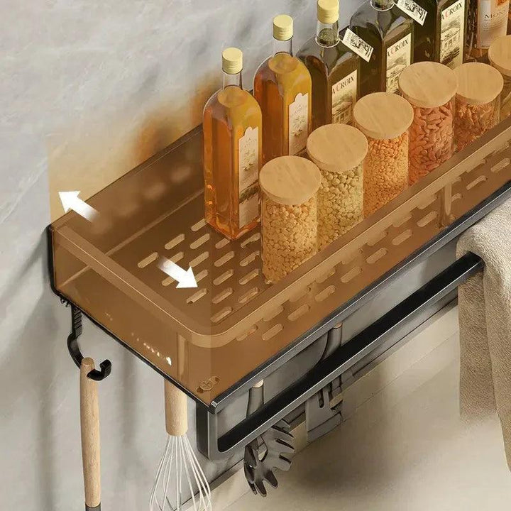 Modernes Küchenregal Wandmontage aus Aluminium – Schwarz, Platzsparend, Hängend, Regal für Küche, 30-50 cm 6