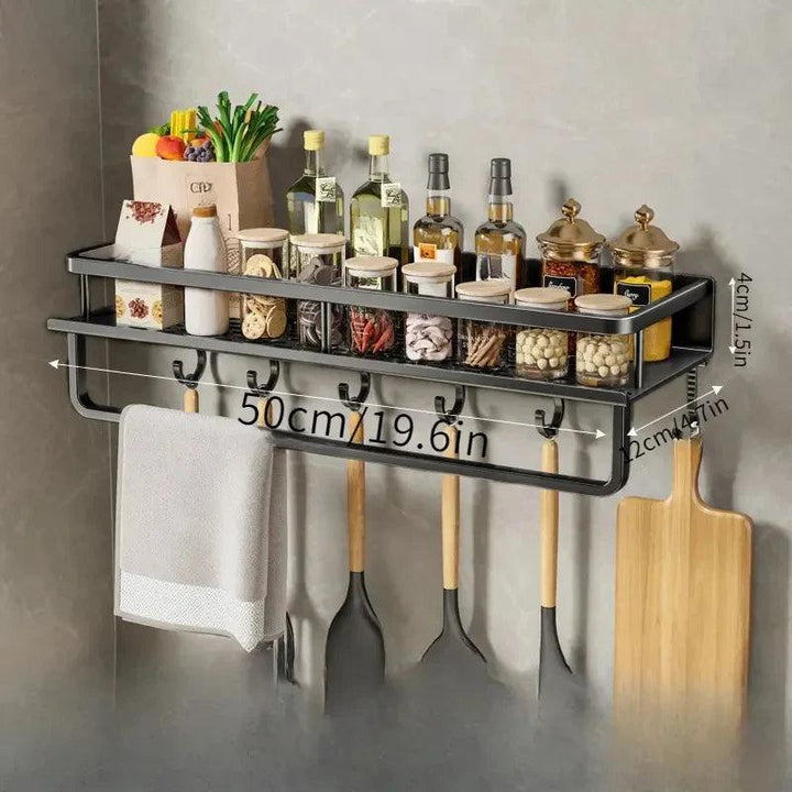 Modernes Küchenregal Wandmontage aus Aluminium – Schwarz, Platzsparend, Hängend, Regal für Küche, 30-50 cm 7