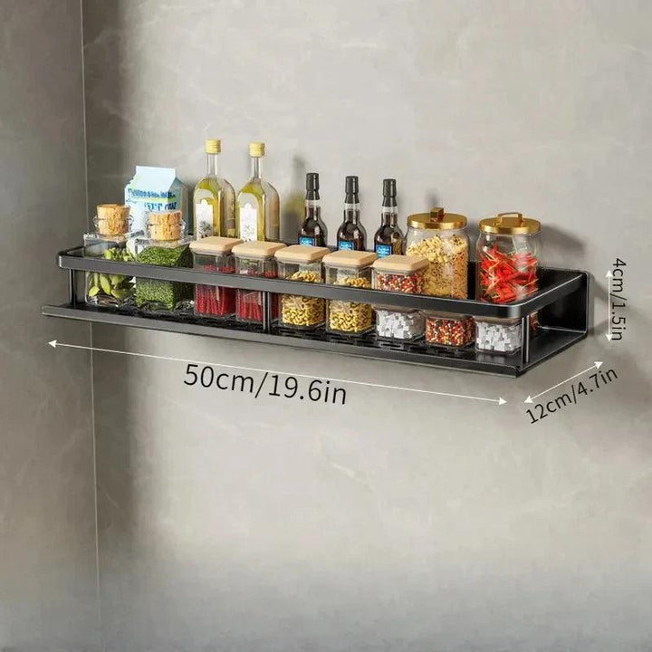 Modernes Küchenregal Wandmontage aus Aluminium – Schwarz, Platzsparend, Hängend, Regal für Küche, 30-50 cm 8