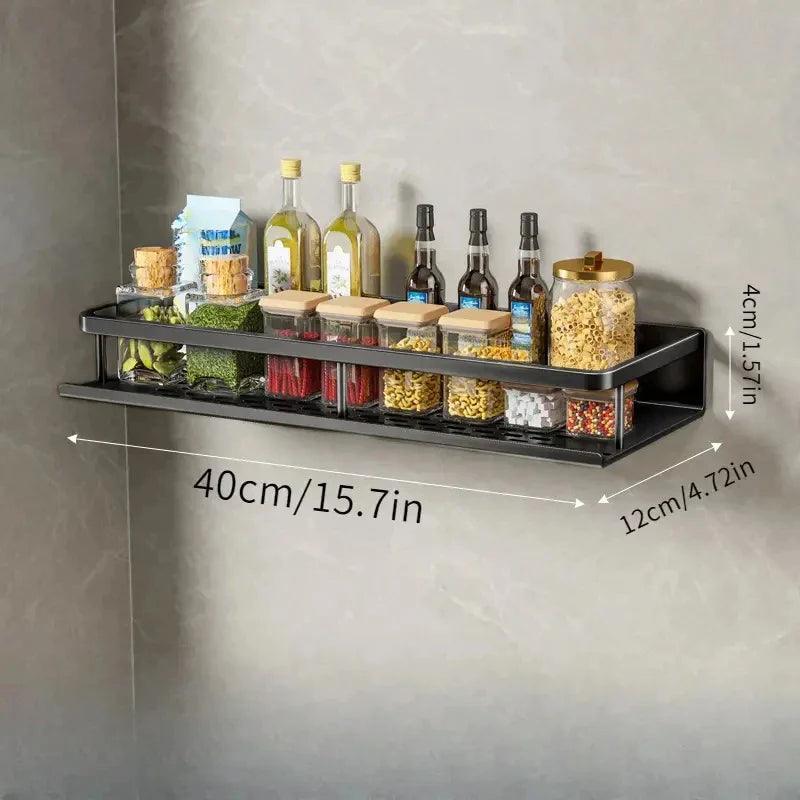 Modernes Küchenregal Wandmontage aus Aluminium – Schwarz, Platzsparend, Hängend, Regal für Küche, 30-50 cm 9