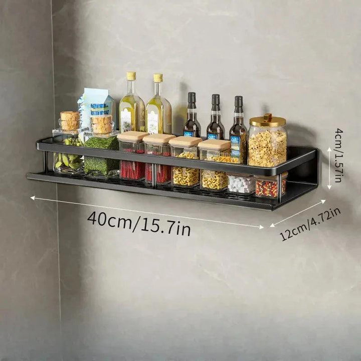 Modernes Küchenregal Wandmontage aus Aluminium – Schwarz, Platzsparend, Hängend, Regal für Küche, 30-50 cm 9