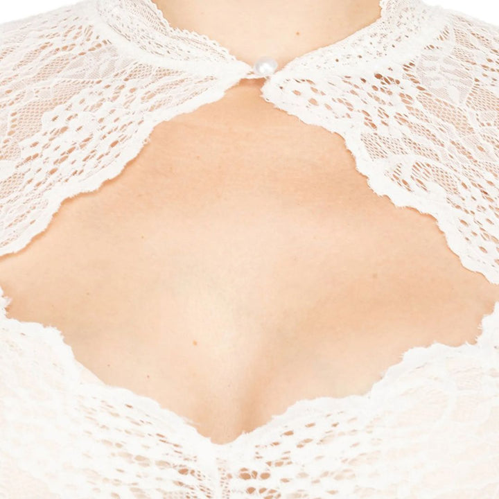 Modische Dirndlbluse Spitze mit Herzausschnitt für Damen – Schwarz, Plus-Size geeignet 3