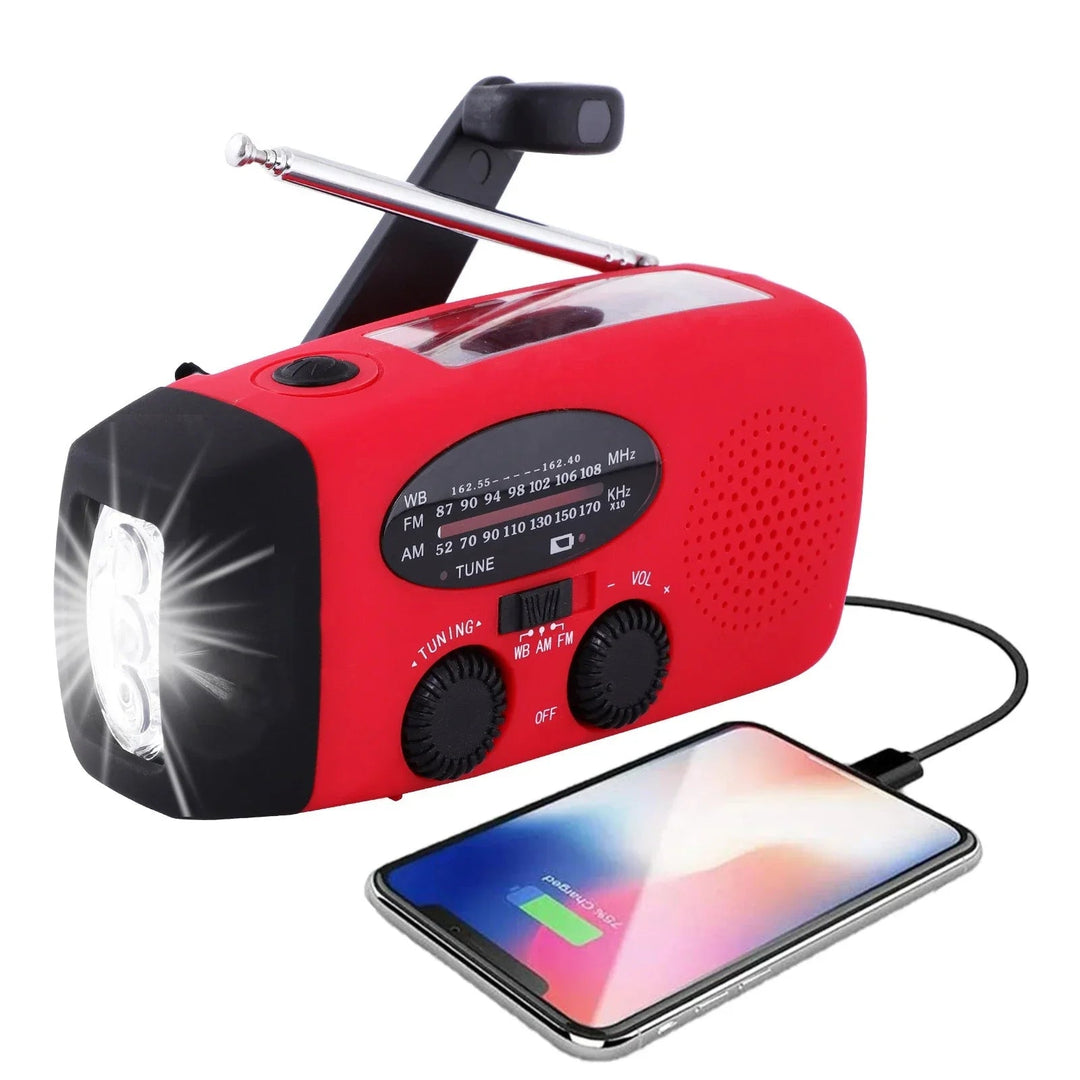 Multifunktionales Notfallradio mit Powerbank, LED-Taschenlampe und Solarenergie 2