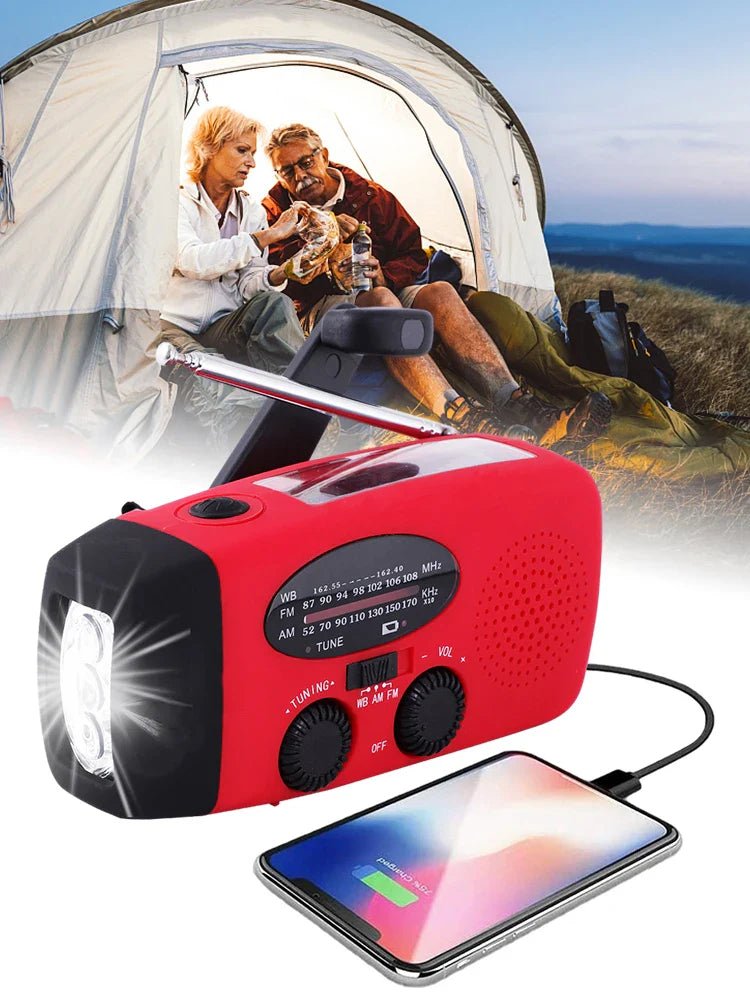 Multifunktionales Notfallradio mit Powerbank, LED-Taschenlampe und Solarenergie 3