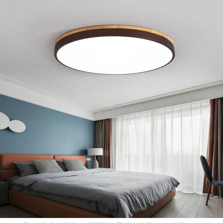 Nordic Minimalist Deckenleuchte – LED Deckenlampe aus Naturholz für Wohnzimmer und Schlafzimmer 0