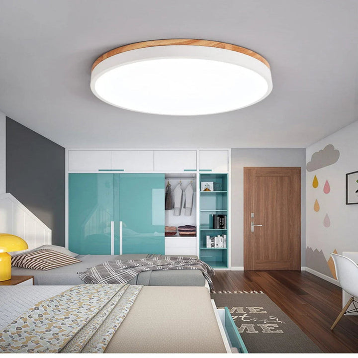 Nordic Minimalist Deckenleuchte – LED Deckenlampe aus Naturholz für Wohnzimmer und Schlafzimmer 4