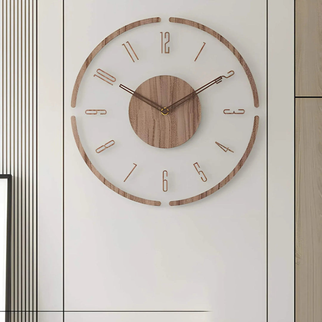 Nordische Wanduhr aus Echtem Holz – Geräuschloses Design, 35 cm Große Wanduhr für Stilvolle Räume 0